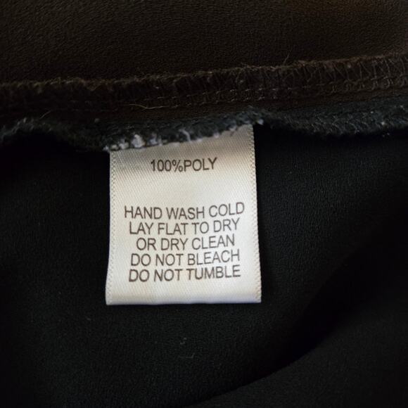 Alberto Makali  Black Brown Colorblock Blouse With Gold Sequin Trim Size L Chic - Picture 10 of 10